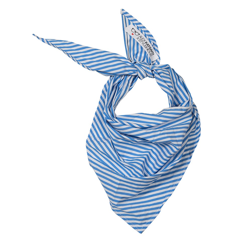 MANTHΛΙ ΡΙΓΕ ΑΣΠΡΟ - ΓΑΛΑΖΙΟ, ΒΑΜΒΑΚΕΡΟ ΤΡΙΓΩΝΙΚΟ "ALEX KATSAITI X STYLISHIOUS"