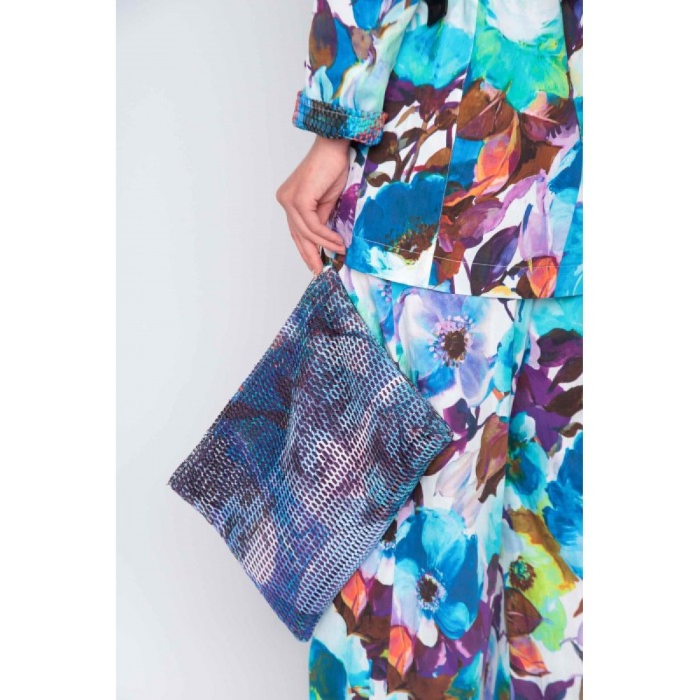 ΤΣΑΝΤΑΚΙ ΑΠΟ ΔΙΧΤΥ "SCUBA" ΠΟΛΥΧΡΩΜΟ ΜΕ ΦΕΡΜΟΥΑΡ, MΩΒ ΕΠΕΝΔΥΣΗ & ΣΗΜΑΤΑ ΜΕ ΠΑΓΙΕΤΕΣ “ALEX KATSAITI x STYLISHIOUS”