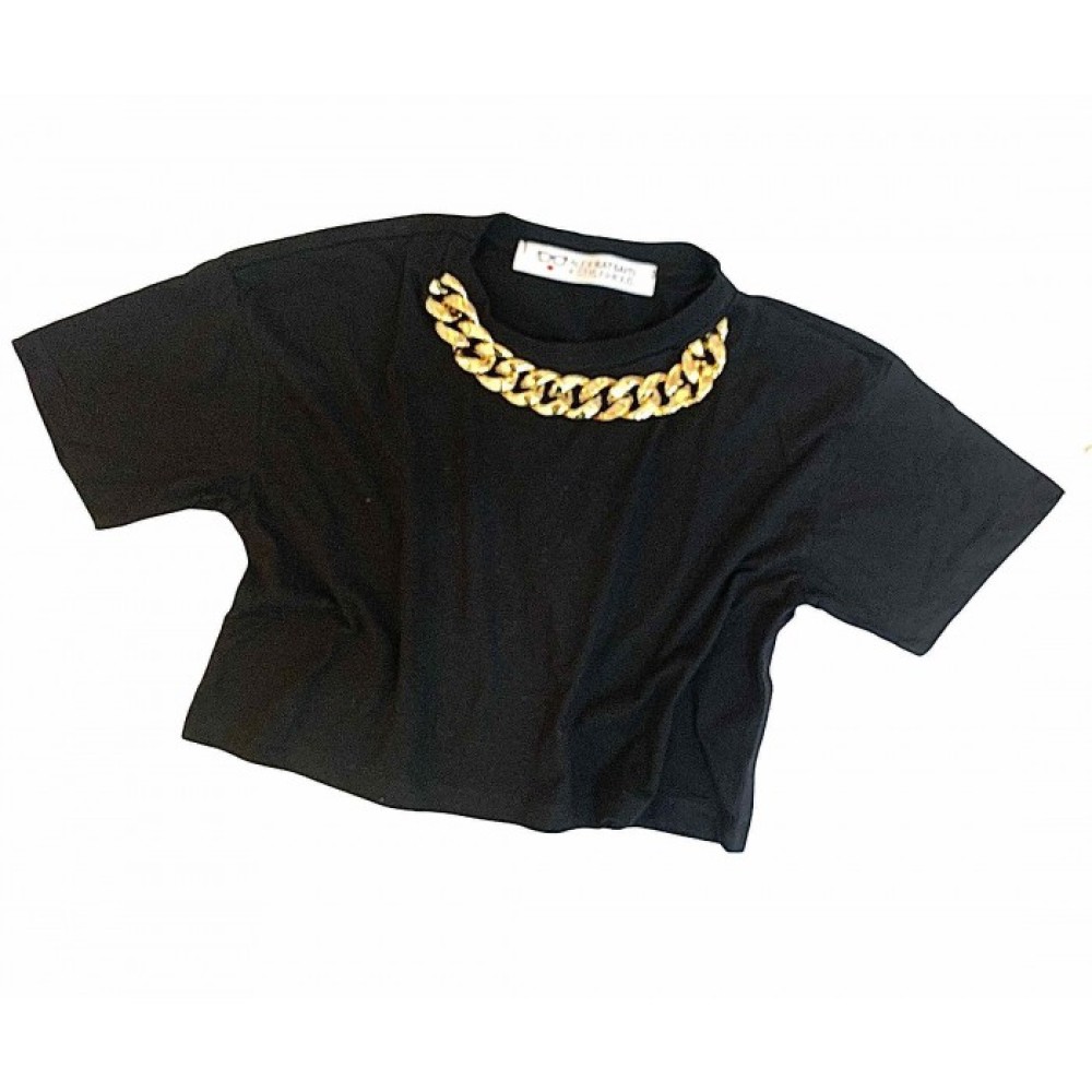 T-SHIRT ΜΑΥΡΟ, OVERSIZED ΜΕ ΧΡΥΣΗ Ή ΛΕΥΚΗ ΑΛΥΣΙΔΑ "ALEX KATSAITI X STYLISHIOUS"