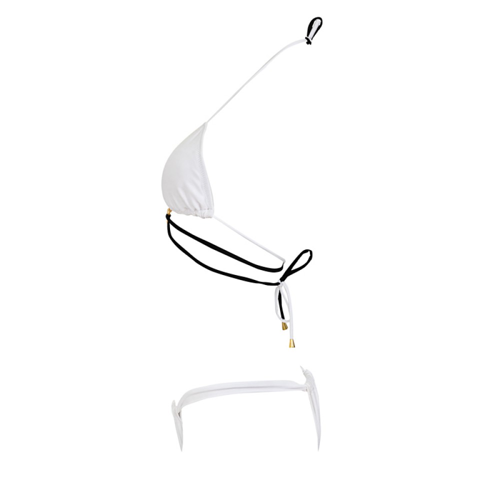 ΜΠΙΚΙΝΙ ΤΡΙΓΩΝΑΚΙ ΑΣΠΡΟΜΑΥΡΟ ΜΕ ΜΑΚΡΙΑ ΚΟΡΔΟΝΙΑ, ΧΡΥΣΟ ΚΡΙΚΟ ΚΑΙ ΒΡΑΚΑΚΙ ΜΕ ΣΟΥΡΑ "ALEX KATSAITI X STYLISHIOUS