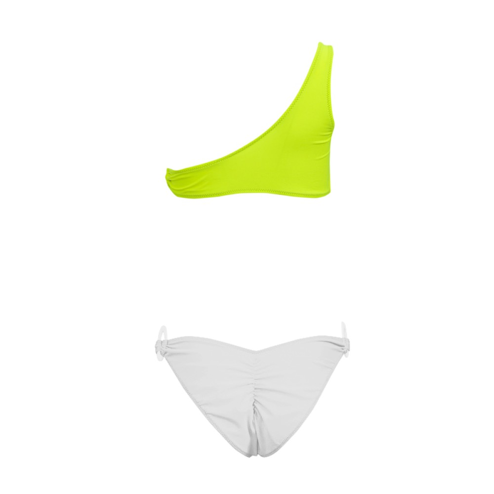 ΜΑΓΙΩ ΜΠΙΚΙΝΙ ΜΕ ΕΝΑΝ ΩΜΟ ΦΛΟΥΟ ΚΙΤΡΙΝΟ ΜΕ ΛΕΥΚΟ ΚΑΙ ΛΕΥΚΟΥΣ ΚΡΙΚΟΥΣ "ALEX KATSAITI X STYLISHIOUS"