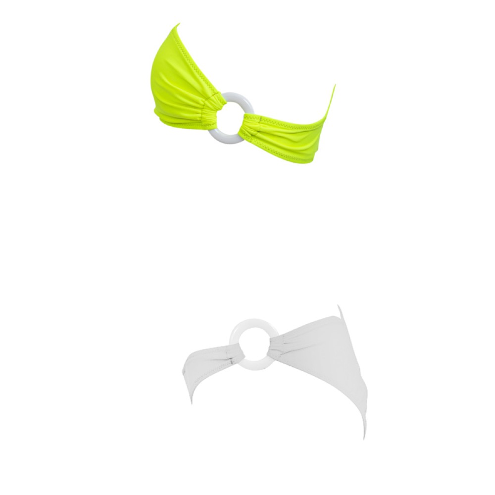 ΜΑΓΙΩ ΜΠΙΚΙΝΙ ΜΕ ΕΝΑΝ ΩΜΟ ΦΛΟΥΟ ΚΙΤΡΙΝΟ ΜΕ ΛΕΥΚΟ ΚΑΙ ΛΕΥΚΟΥΣ ΚΡΙΚΟΥΣ "ALEX KATSAITI X STYLISHIOUS"