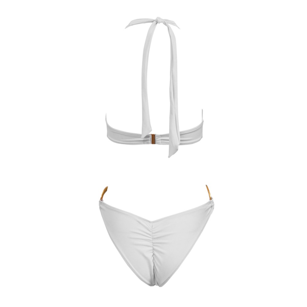 ΜΠΙΚΙΝΙ ΛΕΥΚΟ ΜΕ ΣΤΑΘΕΡΟ ΤΡΙΓΩΝΑΚΙ ΣΟΥΤΙΕΝ & ΧΡΥΣΟΥΣ ΚΡΙΚΟΥΣ "ALEX KATSAITI X STYLISHIOUS"