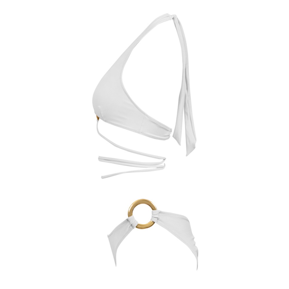 ΜΠΙΚΙΝΙ ΛΕΥΚΟ ΜΕ ΣΤΑΘΕΡΟ ΤΡΙΓΩΝΑΚΙ ΣΟΥΤΙΕΝ & ΧΡΥΣΟΥΣ ΚΡΙΚΟΥΣ "ALEX KATSAITI X STYLISHIOUS"