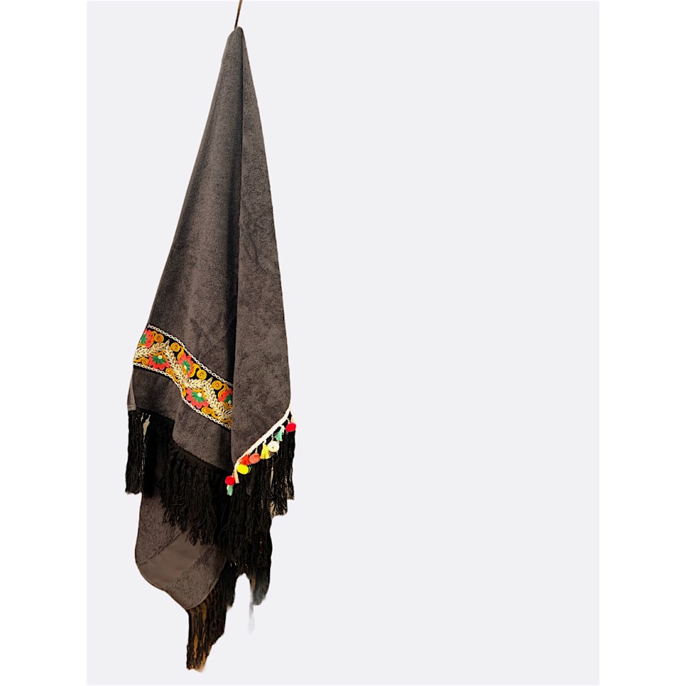 ΠΕΤΣΕΤΑ ΘΑΛΑΣΣΗΣ ΓΚΡΙ ΑΝΘΡΑΚΙ ΜΕ ΕΘΝΙΚ ΚΕΝΤΗΜΑ ΜΑΥΡΑ ΚΡΟΣΣΙΑ & ΜΕΓΑΛΑ ΠΟΝ ΠΟΝ "ALEX KATSAITI X STYLISHIOUS"