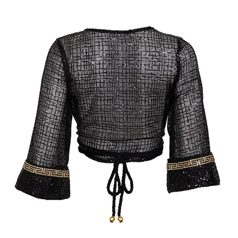 ΜΠΛΟΥΖΑ - TOΠ ΚΡΟΥΑΖΕ ΑΠΟ ΜΑΥΡΟ ΔΙΧΤΥ ΜΕ ΠΑΓΙΕΤΕΣ & ΤΡΕΣΑ ΜΕ ΧΡΥΣΟ ΚΕΝΤΗΜΑ  “ALEX KATSAITI X STYLISHIOUS”