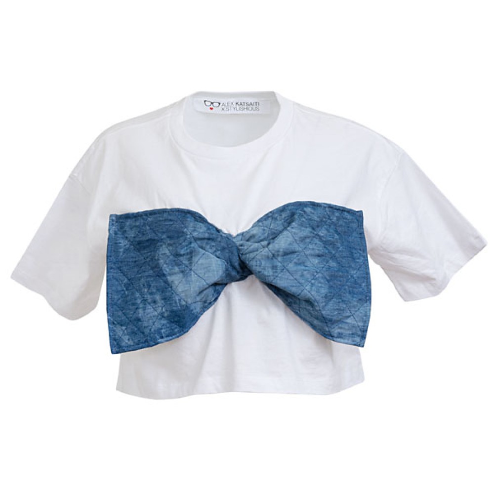 T-SHIRT ΛΕΥΚΟ, BAMBAKEΡO, KONTO ΜΕ ΚΑΠΙΤΟΝΕ TZHN ΦΙΟΓΚΟ "ALEX KATSAITI X STYLISHIOUS"