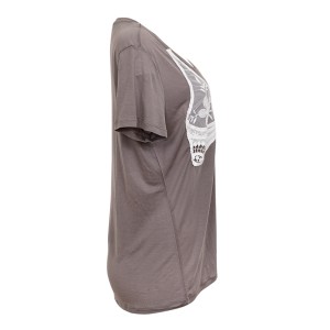 T-SHIRT ΓΚΡΙ ΣΕ ΙΣΙΑ ΓΡΑΜΜΗ ΑΠΛΙΚΑΡΙΣΜΕΝΟ ΜΕ ΤΟΠ ΑΠΟ ΔΑΝΤΕΛΑ "ALEX KATSAITI X STYLISHIOUS"