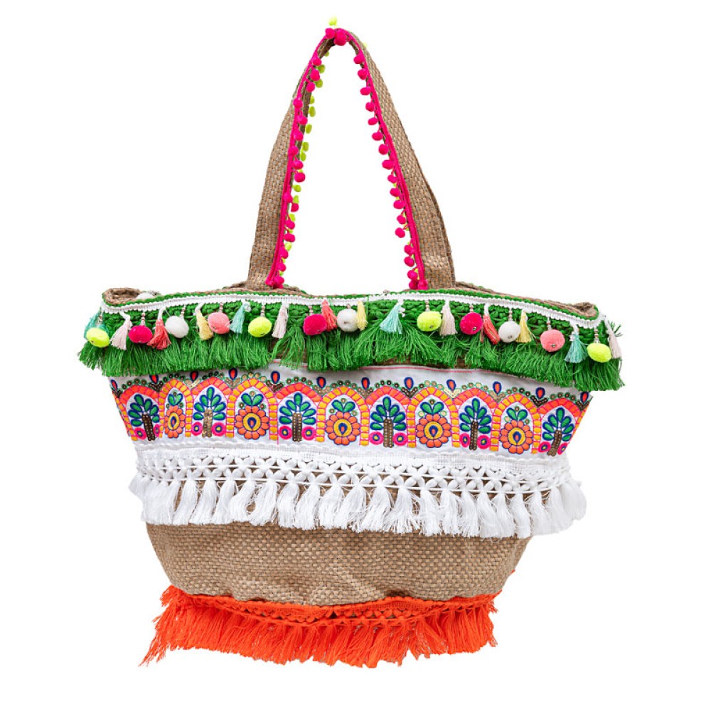 ΤΣΑΝΤA ΣΕ "GIRLY" & "BOHO" STYLE, ΟΙΚΟΛΟΓΙΚΕΣ ΣΕ ΦΥΣΙΚΗ ΑΠΟΧΡΩΣΗ ΜΕ ΚΕΝΤΗΜΑ, ΠΟΛΥΧΡΩΜΑ ΚΡΟΣΙΑ, ΦΟΥΝΤΕΣ & ΠΟΝ-ΠΟΝ "ALEX KATSAITI X STYLISHIOUS"