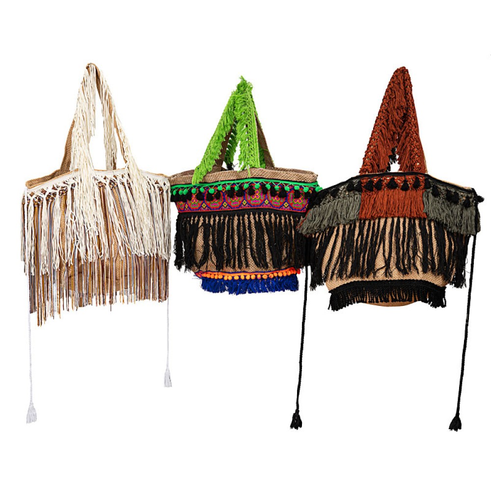 ΤΣΑΝΤA ΟΙΚΟΛΟΓΙΚΗ ΑΠΟ ΠΟΡΤΟΚΑΛΙ ΛΙΝΑΤΣΑ ΜΕ ΕΘΝΙΚ ΠΟΛΥΧΡΩΜΑ ΚΡΟΣΙΑ,ΤΡΕΣΕΣ, ΚΕΝΤΗΜΑΤΑ & ΠΟΝ ΠΟΝ "ALEX KATSAITI X STYLISHIOUS"