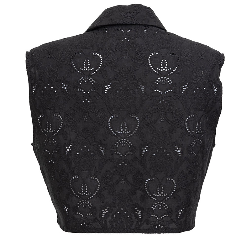 ΓΙΛΕΚΟ ΚΟΝΤΟ ΜΑΥΡΟ, ΒΑΜΒΑΚΕΡΟ ΑΠΟ ΔΑΝΤΕΛΑ BRODERIE " ALEX KATSAITI X STYLISHIOUS"