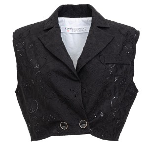 ΓΙΛΕΚΟ ΚΟΝΤΟ ΜΑΥΡΟ, ΒΑΜΒΑΚΕΡΟ ΑΠΟ ΔΑΝΤΕΛΑ BRODERIE " ALEX KATSAITI X STYLISHIOUS"