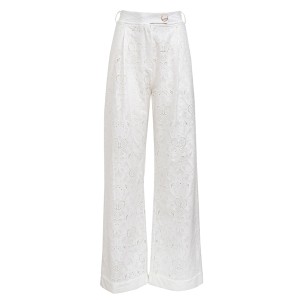 ΠΑΝΤΕΛΟΝΙ ΛΕΥΚΟ, ΒΑΜΒΑΚΕΡΟ ΑΠΟ ΒΑΜΒΑΚΕΡΗ ΔΑΝΤΕΛΑ, ΨΗΛΟΜΕΣΟ ΣΕ IΣΙΑ ΓΡΑΜΜΗ " ALEX KATSAITI X STYLISHIOUS"