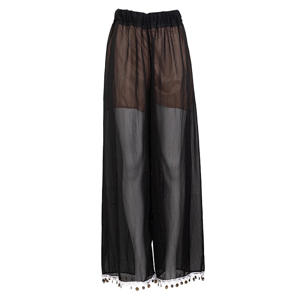 ΠΑΝΤΕΛΟΝΑ ΜΑΥΡΗ ΔΙΑΦΑΝΗ ΜΕ ΧΡΥΣΗ ΡΙΓΑ & EΠΕΝΔYΣH ΜΕ ΔΑΝΤΕΛΑ ΜΕ ΦΛΟΥΡΙΑ ΣΤΟ ΤΕΛΕΙΩΜΑ & ΖΩΝΗ ΜΕ ΦΟΥΝΤΕΣ "ALEX KATSAITI X STYLISHIOUS"