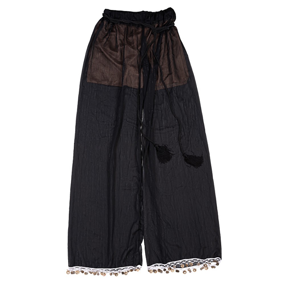 ΠΑΝΤΕΛΟΝΑ ΜΑΥΡΗ ΔΙΑΦΑΝΗ ΜΕ ΧΡΥΣΗ ΡΙΓΑ & EΠΕΝΔYΣH ΜΕ ΔΑΝΤΕΛΑ ΜΕ ΦΛΟΥΡΙΑ ΣΤΟ ΤΕΛΕΙΩΜΑ & ΖΩΝΗ ΜΕ ΦΟΥΝΤΕΣ "ALEX KATSAITI X STYLISHIOUS"