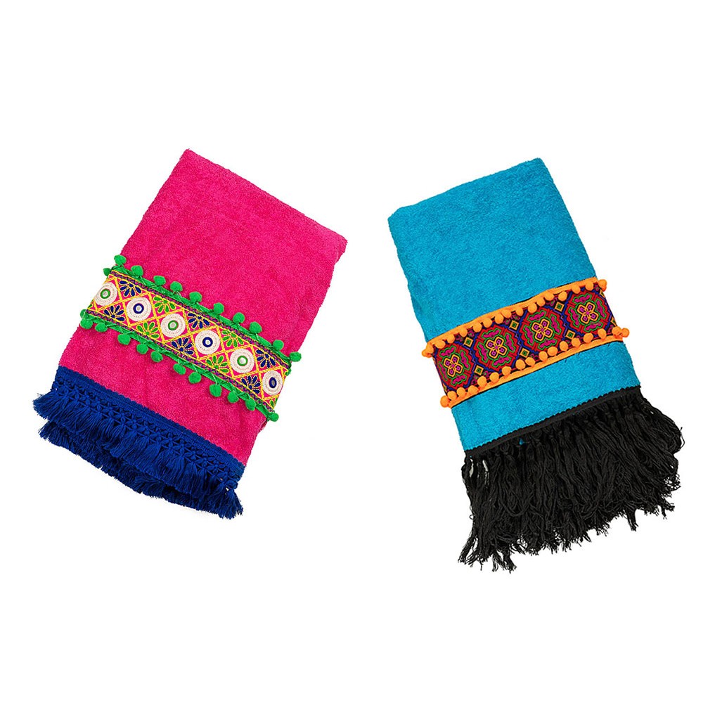 ΠΕΤΣΕΤΕΣ ΘΑΛΑΣΣΗΣ ΦΟΥΞΙΑ & ΤΥΡΚΟΥΑΖ ΚΕΝΤΗΜΕΝΕΣ ΜΕ ΧΡΩΜΑΤΙΣΤΑ ΠΟΝ - ΠΟΝ & ΚΡΟΣΙΑ "ALEX KATSAITI X STYLISHIOUS"