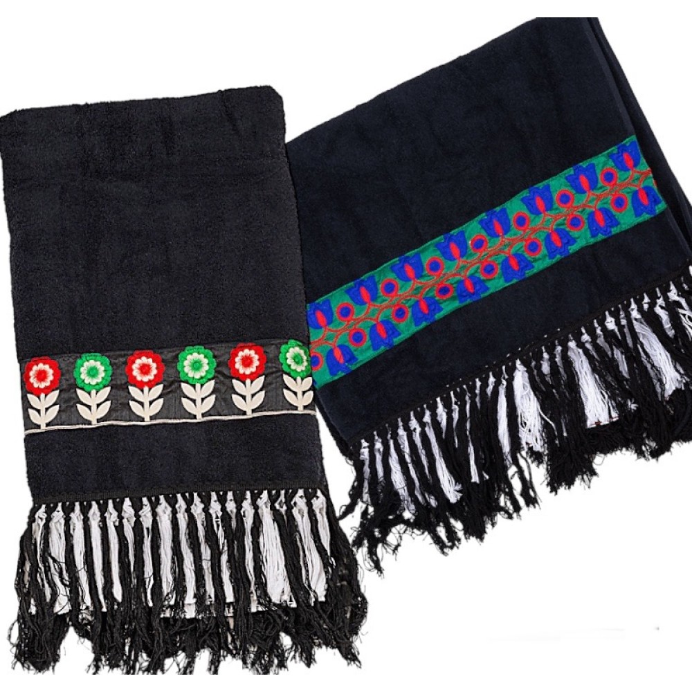 ΠΕΤΣΕΤΑ ΘΑΛΑΣΣΗΣ ΜΑΥΡΗ ΜΕ ΕΠΙΛΟΓΗ ΣΤΟ ΚΕΝΤΗΜΑ ΜΕ ΤΑ ΛΟΥΛΟΥΔΙΑ & ΜΑΥΡΑ - ΛΕΥΚΑ ΚΡΟΣΙΑ  "ALEX KATSAITI X STYLISHIOUS"