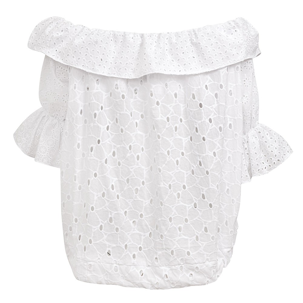 ΜΠΛΟΥΖΑ - ΤΟΥΝΙΚ  ΛΕΥΚΗ, OVERSIZED ΑΠΟ BRODERIE ΜΕ ΒΟΛΑΝ  "ΑLEX KATSAITI X STYLISHIOUS"