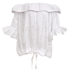 ΜΠΛΟΥΖΑ - ΤΟΥΝΙΚ  ΛΕΥΚΗ, OVERSIZED ΑΠΟ BRODERIE ΜΕ ΒΟΛΑΝ  "ΑLEX KATSAITI X STYLISHIOUS"