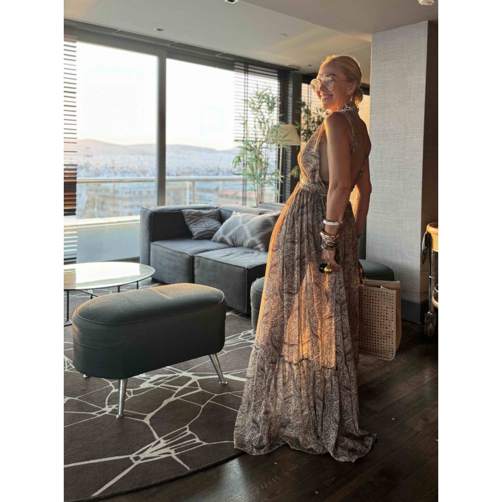 ΦΟΡΕΜΑ ΜΑΚΡΥ, ΗΜΙΔΙΑΦΑΝΟ, ΣΕ ΓΗΙΝΕΣ ΑΠΟΧΡΩΣΕΙΣ ΜΕ ΛΑΧΟΥΡΙΑ, ΖΩΝΗ ΚΑΙ ΒΟΛΑΝ  "ALEX KATSAITI X STYLISHIOUS"