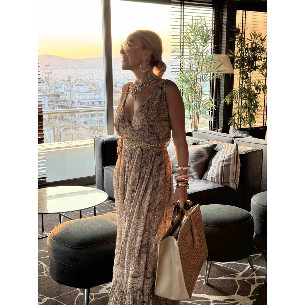 ΦΟΡΕΜΑ ΜΑΚΡΥ, ΗΜΙΔΙΑΦΑΝΟ, ΣΕ ΓΗΙΝΕΣ ΑΠΟΧΡΩΣΕΙΣ ΜΕ ΛΑΧΟΥΡΙΑ, ΖΩΝΗ ΚΑΙ ΒΟΛΑΝ  "ALEX KATSAITI X STYLISHIOUS"