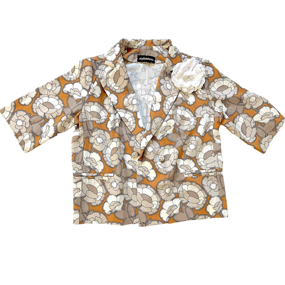 ΣΑΚΑΚΙ ΣΤΑΥΡΩΤΟ, ΕΜΠΡΙΜΕ ΣΕ ΜΠΕΖ-ΚΑΦΕ-ΓΚΡΙ ΑΠΟΧΡΩΣΕΙΣ ΜΕ ΜΑΝΙΚΙ 3/4 ”ALEX KATSAITI X STYLISHIOUS"