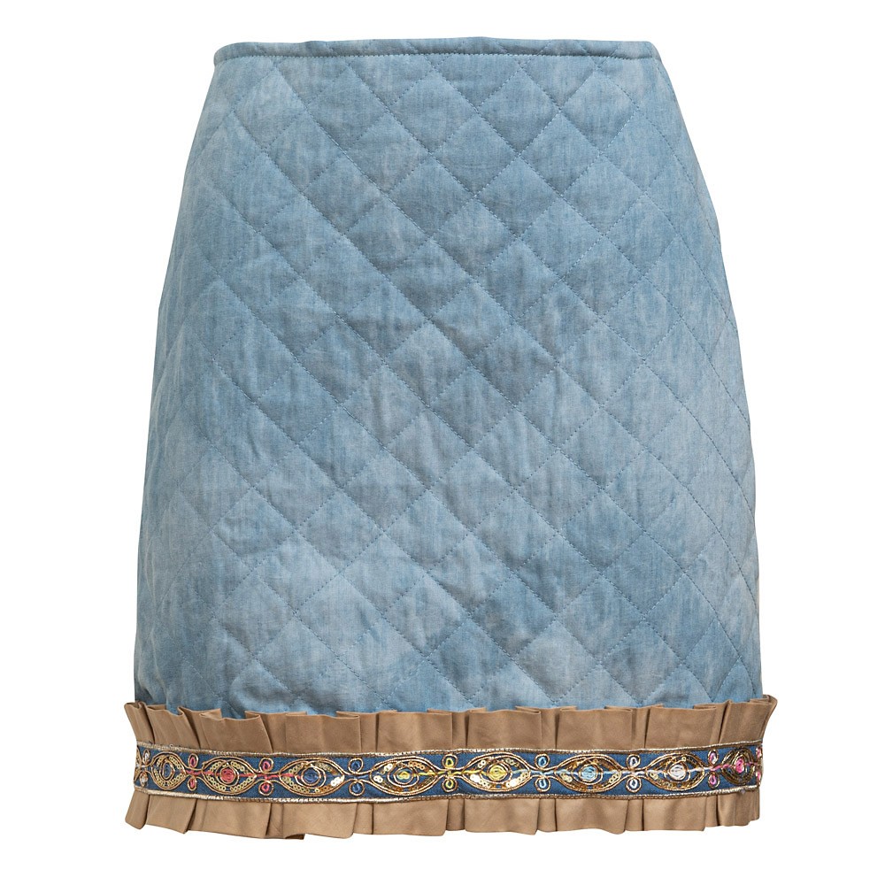 ΦΟΥΣΤΑ ΜΙΝΙ ΑΠΟ ΑΝΟΙΧΤΟΧΡΩΜΟ, ΚΑΠΙΤΟΝΕ ΤΖΙΝ ΜΕ ΜΠΕΖ ΤΡΕΣΣΑ ΜΕ ΠΙΕΤΕΣ ΚΑΙ ΚΑΡΦΙΤΣΕΣ "STYLISHIOUS COLLECTION"