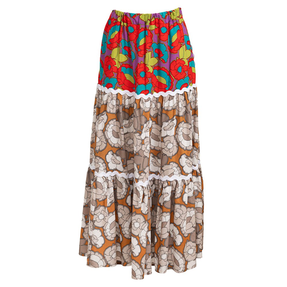 ΦΟΥΣΤΑ ΜΑΚΡΥΑ, ΦΛΟΡΑΛ ΜΕ ΒΟΛΑΝ ΑΠΟ ΤΟ ΙΔΙΟ ΕΜΠΡΙΜΕ ΣΕ ΚΟΚΚΙΝΟ ΚΑΙ ΜΠΕΖ "ALEX KATSAITI X STYLISHIOUS"