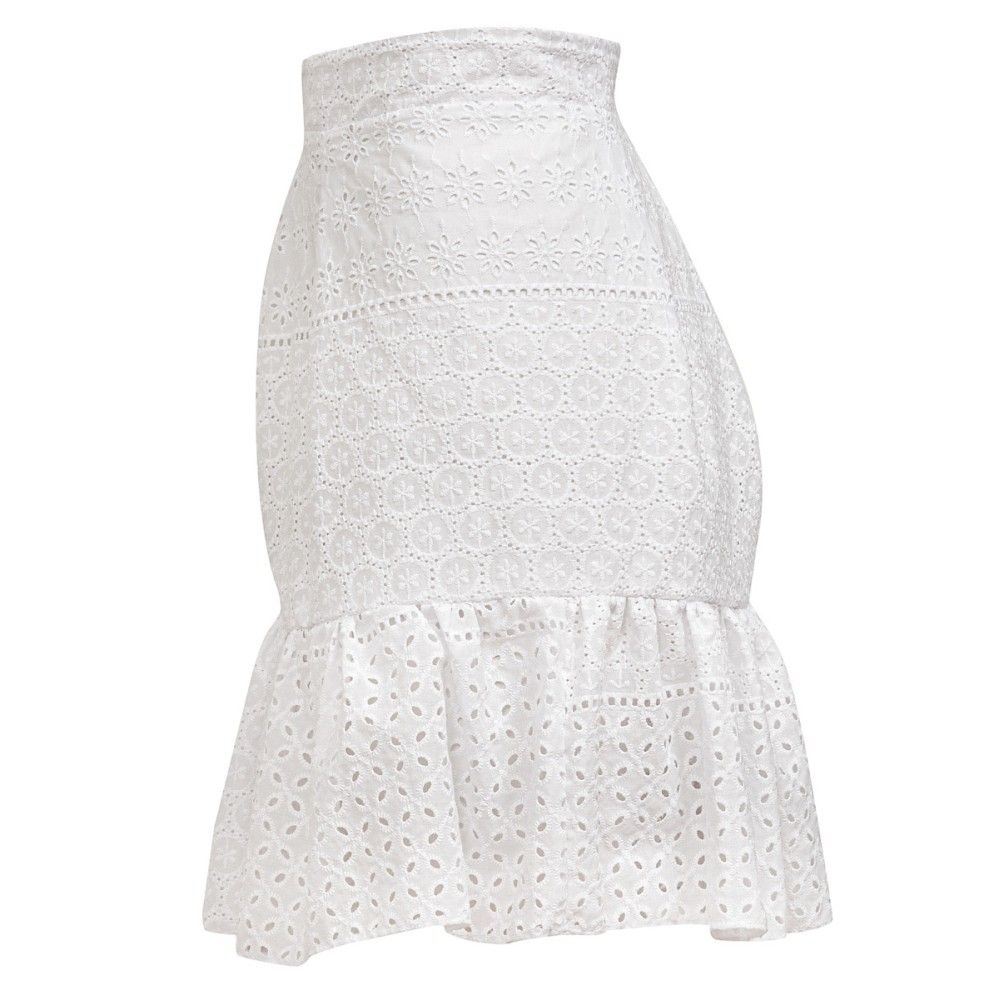 ΦΟΥΣΤΑ ΜΙΝΙ, ΛΕΥΚΗ ΑΠΟ BAMBAKEPH ΔΑΝΤΕΛΑ -BRODERIE- ΜΕ ΒΟΛΑΝ "ALEX KATSAITI X STYLISHIOUS"