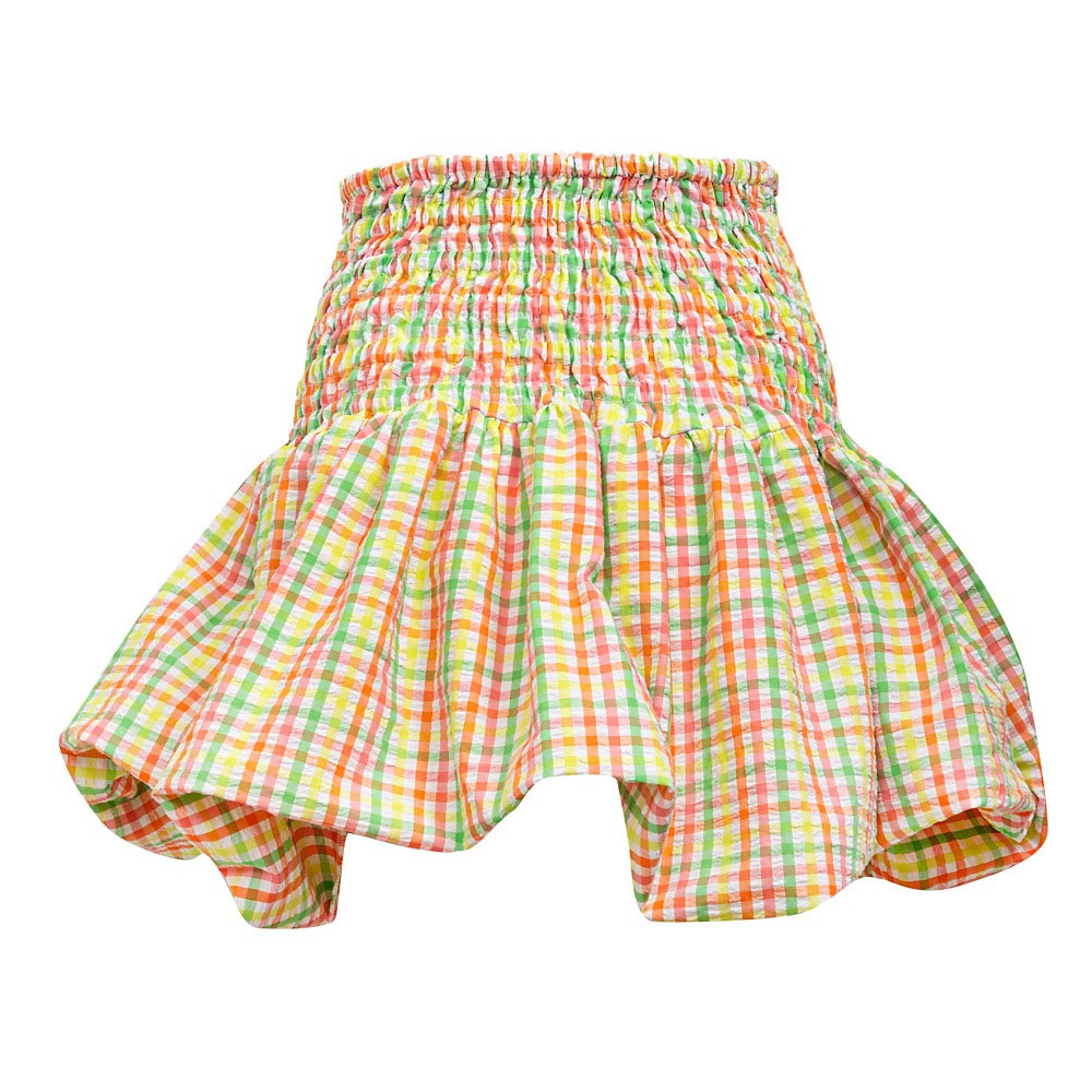 SKIRT MINI - BALLOON STYLE - IN COLORFUL, NEON, PLAID COTTON, WITH WIDE RUBBER BAND "ALEX KATSAITI X STYLISHIOUS"