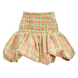 SKIRT MINI - BALLOON STYLE - IN COLORFUL, NEON, PLAID COTTON, WITH WIDE RUBBER BAND "ALEX KATSAITI X STYLISHIOUS"