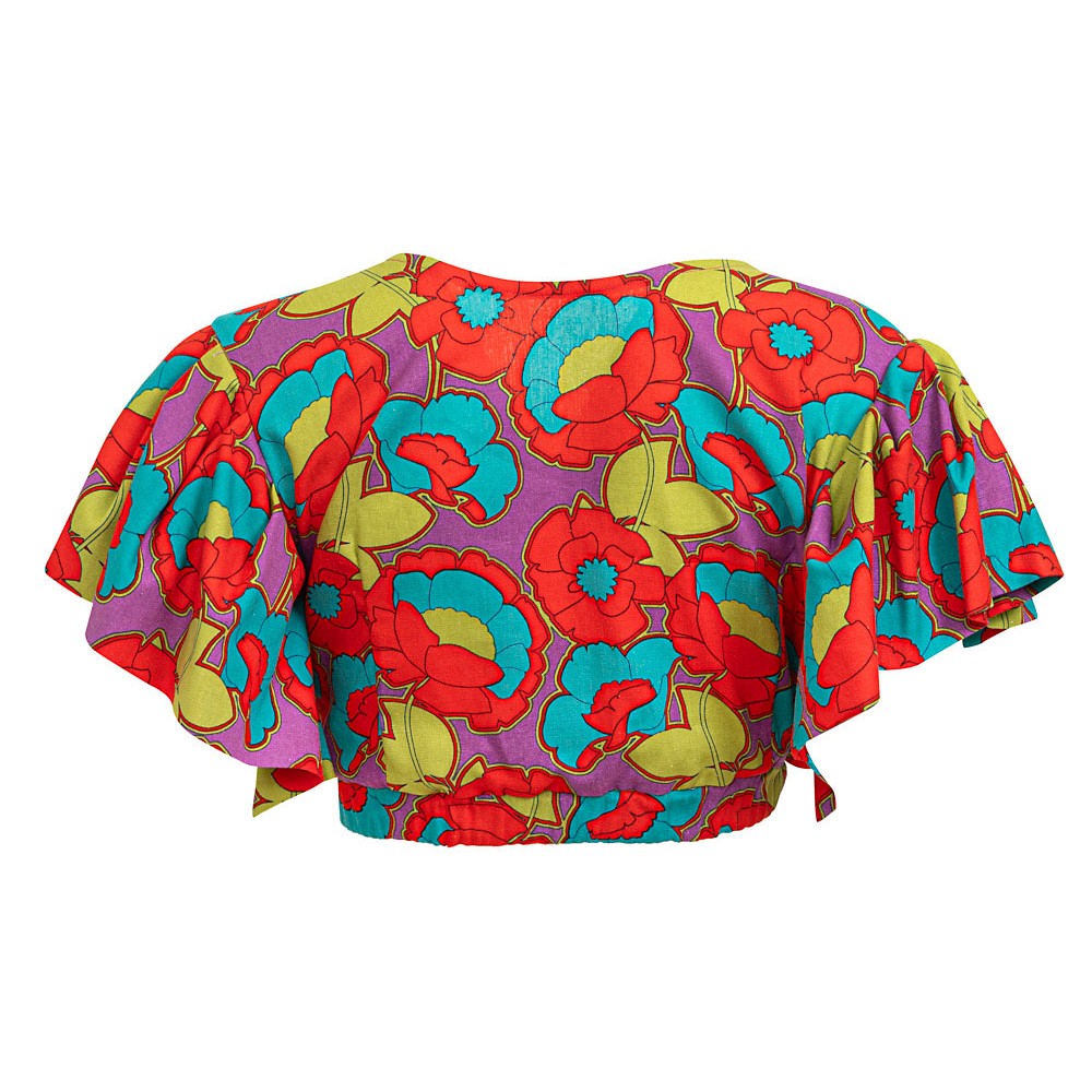 TOΠ ΔΕΤΟ, ΦΛΟΡΑΛ ΣΕ ΚΟΚΚΙΝΟ-ΜΩΒ-ΠΡΑΣΙΝΟ ΕΜΠΡΙΜΕ ΜΕ ΒΟΛΑΝ ΣΤΑ ΜΑΝΙΚΙΑ "ALEX KATSAITI X STYLISHIOUS"