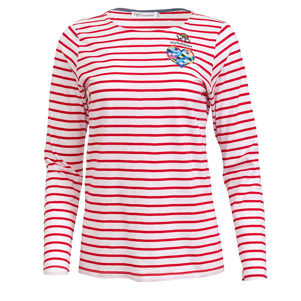 ΜΠΛΟΥΖΑ - ΜΑΡΙΝΙΕΡΑ ΡΙΓΕ, ΚΟΚΚΙΝΗ-ΛΕΥΚΗ ME ΚΕΝΤΗΜΑ ΠΟΛΥΧΡΩΜΗ ΚΑΡΔΙΑ & ΚΑΡΦΙΤΣΑ ΟΥΡΑΝΙΟ ΤΟΞΟ "ALEX KATSAITI X STYLISHIOUS"