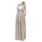 DRESS -GRECIAN STYLE- MAXI, ONE SHOULDER ΙN METALLIC SILVER SHADE WITH SLIT & BELT "ALEX KATSAITI X STYLISHIOUS" 