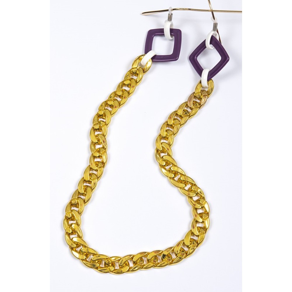 ΑΛΥΣΙΔΑ ΓΥΑΛΙΩΝ ΠΛΑΣΤΙΚΗ, ΧΡΥΣΗ ΜΕ ΜΩΒ ΚΡΙΚΟΥΣ ΣΤΟ ΤΕΛΕΙΩΜΑ "ALEX KATSAITI X STYLISHIOUS"