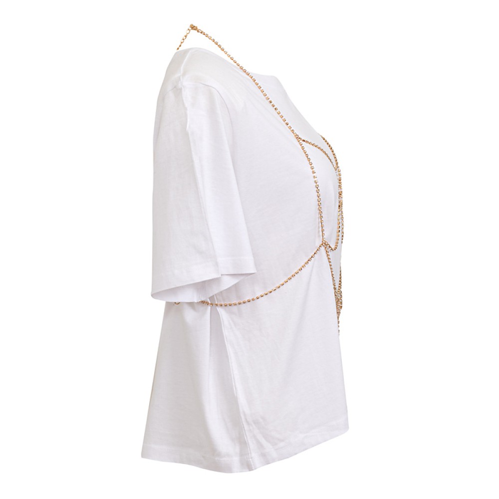 T-SHIRT OVERSIZED ΣΕ ΜΑΥΡΟ ΚΑΙ ΛΕΥΚΟ ΜΕ ΑΠΟΣΠΩΜΕΝΟ TOΠ ΑΠΟ ΑΛΥΣΙΔΑ ΜΕ ΣΤΡΑΣ "ALEX KATSAITI X STYLISHIOUS"