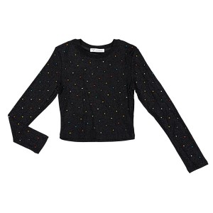 ΜΠΛΟΥΖΑ ΕΛΑΣΤΙΚΗ ΜΑΥΡH METAΛΛΙΖΕ-LUREX, KONTH ΜΕ ΠΟΛΥΧΡΩΜΑ ΣΤΡΑΣ "STYLISHIOUS COLLECTION"