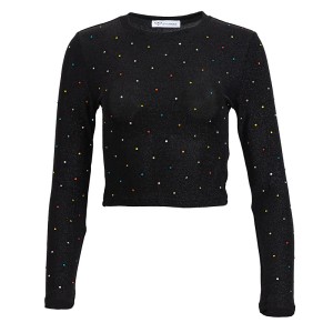 ΜΠΛΟΥΖΑ ΕΛΑΣΤΙΚΗ ΜΑΥΡH METAΛΛΙΖΕ-LUREX, KONTH ΜΕ ΠΟΛΥΧΡΩΜΑ ΣΤΡΑΣ "STYLISHIOUS COLLECTION"