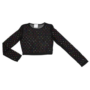 ΜΠΛΟΥΖΑ ΜΑΥΡΗ ΔΙΑΦΑΝΗ ΤΟΥΛΙΝΗ ΜΕ ΠΟΛΥΧΡΩΜΑ ΣΤΡΑΣ  "STYLISHIOUS COLLECTION"