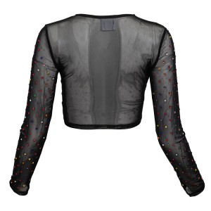 ΜΠΛΟΥΖΑ ΜΑΥΡΗ ΔΙΑΦΑΝΗ ΤΟΥΛΙΝΗ ΜΕ ΠΟΛΥΧΡΩΜΑ ΣΤΡΑΣ  "STYLISHIOUS COLLECTION"