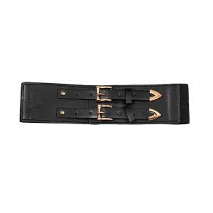 BELT BAND BLACK, WIDE WITH DOUBLE METALLIC BUCKLE "ALEX KATSAITI X STYLISHIOUS"