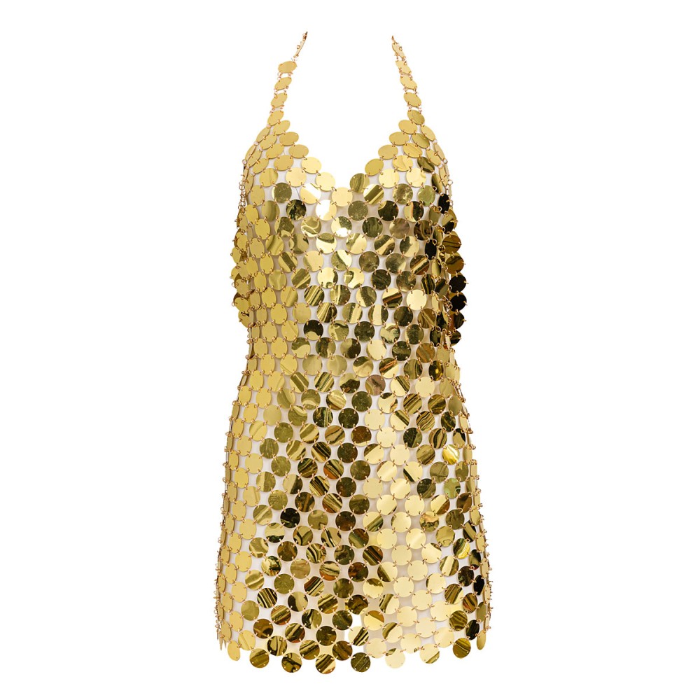 ΦΟΡΕΜΑ ΜΙΝΙ, ΧΡΥΣΟ, ΜΕΤΑΛΛΙΖΕ ME ΜΕΓΑΛΕΣ ΠΑΓΙΕΤΕΣ ΚΑΙ ΑΝΟΙΧΤΗ ΠΛΑΤΗ  "STYLISHIOUS COLLECTION"