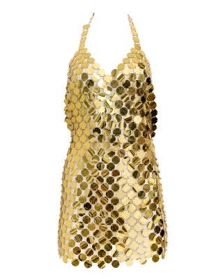 ΦΟΡΕΜΑ ΜΙΝΙ, ΧΡΥΣΟ, ΜΕΤΑΛΛΙΖΕ ME ΜΕΓΑΛΕΣ ΠΑΓΙΕΤΕΣ ΚΑΙ ΑΝΟΙΧΤΗ ΠΛΑΤΗ  "STYLISHIOUS COLLECTION"