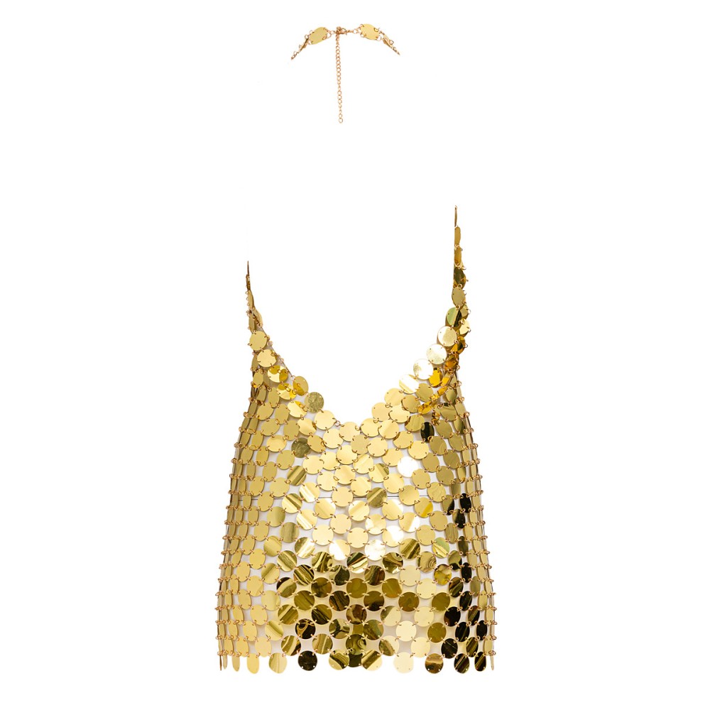 ΦΟΡΕΜΑ ΜΙΝΙ, ΧΡΥΣΟ, ΜΕΤΑΛΛΙΖΕ ME ΜΕΓΑΛΕΣ ΠΑΓΙΕΤΕΣ ΚΑΙ ΑΝΟΙΧΤΗ ΠΛΑΤΗ  "STYLISHIOUS COLLECTION"