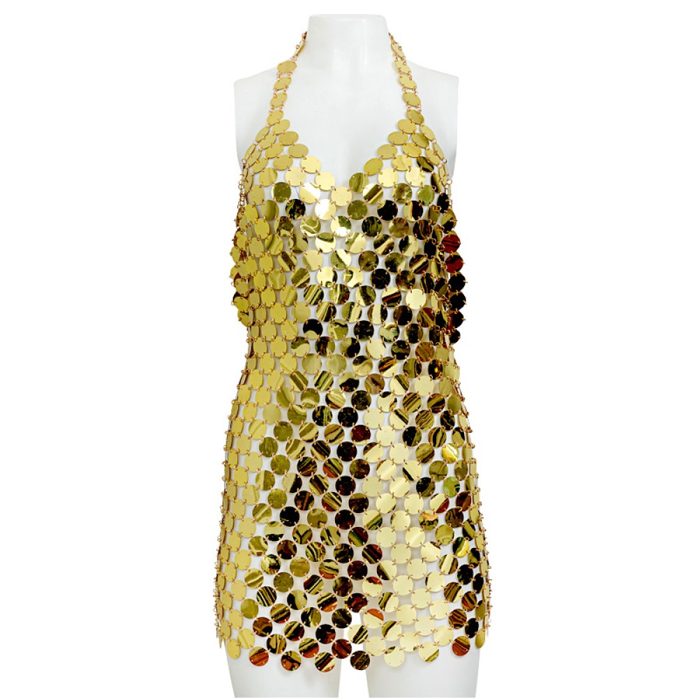 ΦΟΡΕΜΑ ΜΙΝΙ, ΧΡΥΣΟ, ΜΕΤΑΛΛΙΖΕ ME ΜΕΓΑΛΕΣ ΠΑΓΙΕΤΕΣ ΚΑΙ ΑΝΟΙΧΤΗ ΠΛΑΤΗ  "STYLISHIOUS COLLECTION"