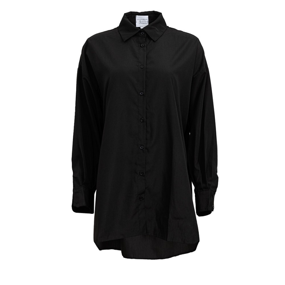 ΠΟΥΚΑΜΙΣΟ  ΛΕΥΚΟ Ή ΜΑΥΡΟ, OVERSIZED, ΠΟΛΥ ΜΑΚΡΥ ΜΕ ΑΝΟΙΓΜΑΤΑ ΣΤΟ ΠΛΑΙ "STYLISHIOUS COLLECTION"