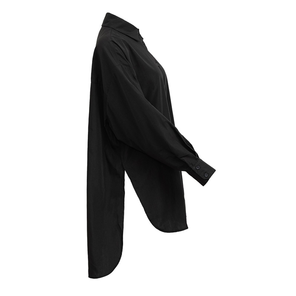 ΠΟΥΚΑΜΙΣΟ  ΛΕΥΚΟ Ή ΜΑΥΡΟ, OVERSIZED, ΠΟΛΥ ΜΑΚΡΥ ΜΕ ΑΝΟΙΓΜΑΤΑ ΣΤΟ ΠΛΑΙ "STYLISHIOUS COLLECTION"