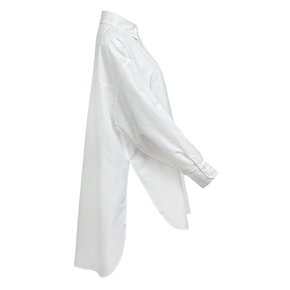 ΠΟΥΚΑΜΙΣΟ  ΛΕΥΚΟ Ή ΜΑΥΡΟ, OVERSIZED, ΠΟΛΥ ΜΑΚΡΥ ΜΕ ΑΝΟΙΓΜΑΤΑ ΣΤΟ ΠΛΑΙ "STYLISHIOUS COLLECTION"