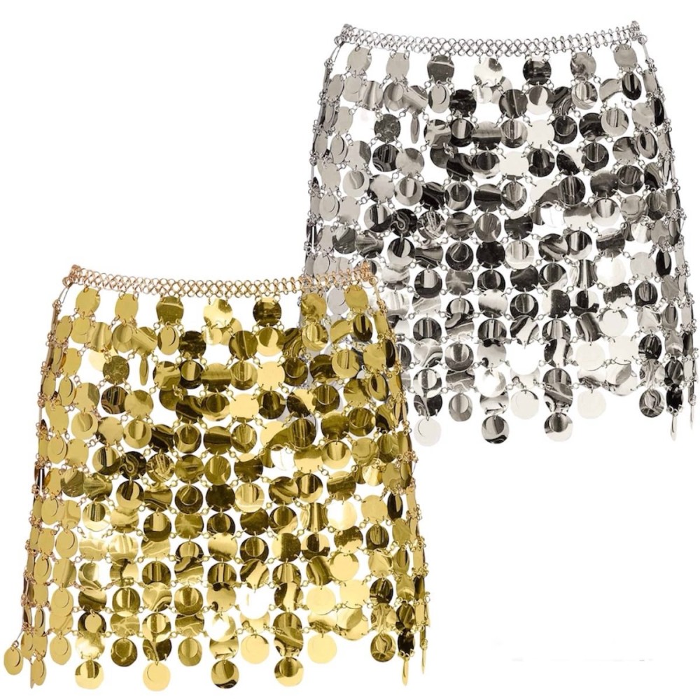 ΦΟΥΣΤΑ ΜΙΝΙ ΧΡΥΣΗ & ΑΣΗΜΕΝΙΑ ME ΜΕΓΑΛΕΣ ΠΑΓΙΕΤΕΣ, ΚΡΟΥΑΖΕ ME ΑΝΟΙΓΜΑ ΣΤΟ ΠΛΑΙ  "STYLISHIOUS COLLECTION"