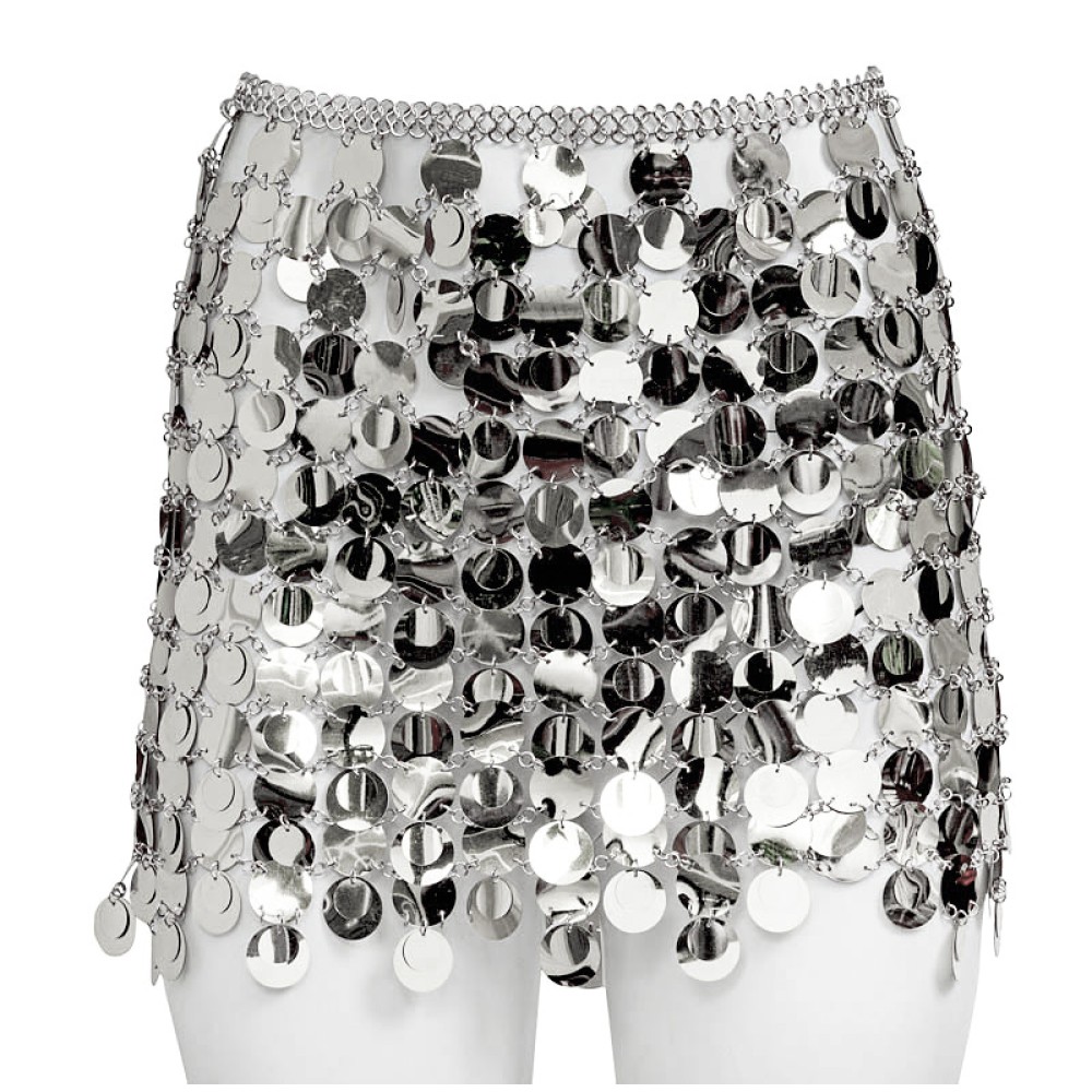 ΦΟΥΣΤΑ ΜΙΝΙ ΧΡΥΣΗ & ΑΣΗΜΕΝΙΑ ME ΜΕΓΑΛΕΣ ΠΑΓΙΕΤΕΣ, ΚΡΟΥΑΖΕ ME ΑΝΟΙΓΜΑ ΣΤΟ ΠΛΑΙ  "STYLISHIOUS COLLECTION"